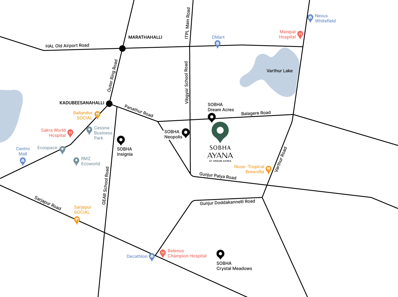 Sobha Ayana Location Map